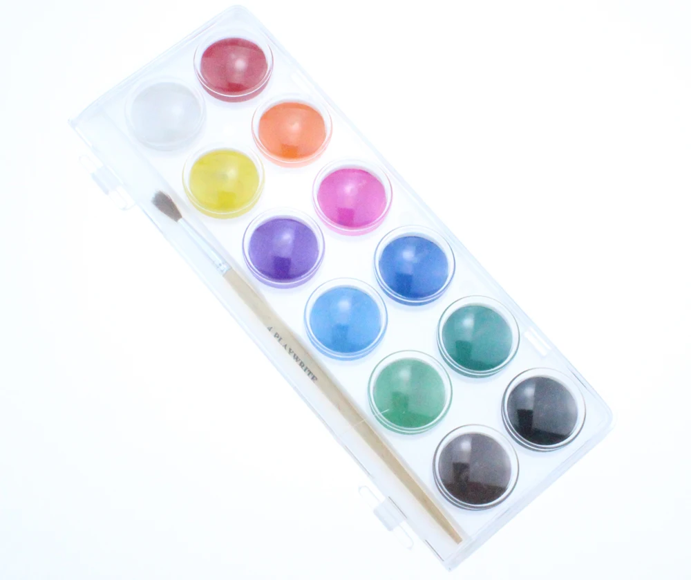 子供のための無料のブラシアートペンシルセット付き水彩絵の具12