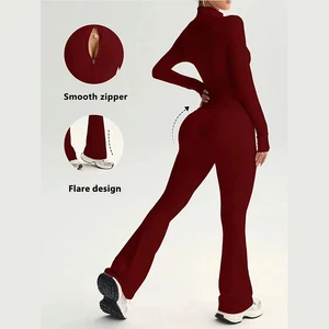 Womens Seamless Yoga Jumpsuit Solid Color Bodycon Thermal Thickened Warm Conjunto De Yoga for Winter Indoor Active Sports Wear