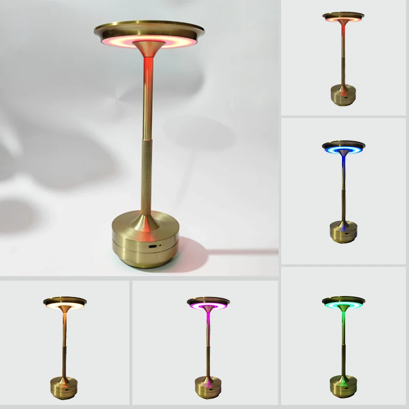 LED Ambient Decorative Light Touch Control Table Lamp Rechargeable Restaurant Bedside Bar Metal Desk Lamp