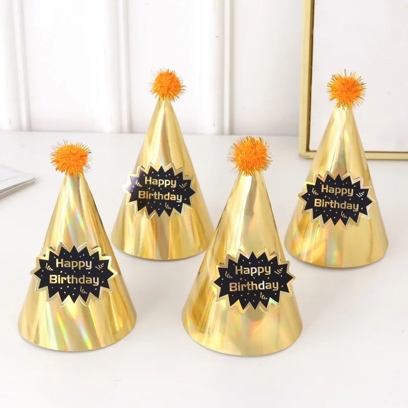 gold cone party hats