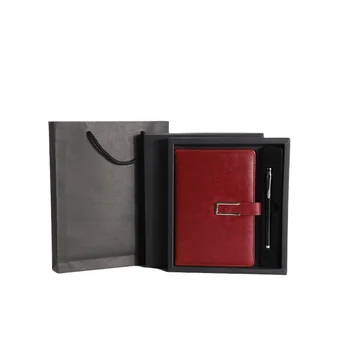 Custom A5 Office Notebook Gift Set Business Journal with PVC Cover Fabric and PP Card Holder Pen Thread Sewing Binding