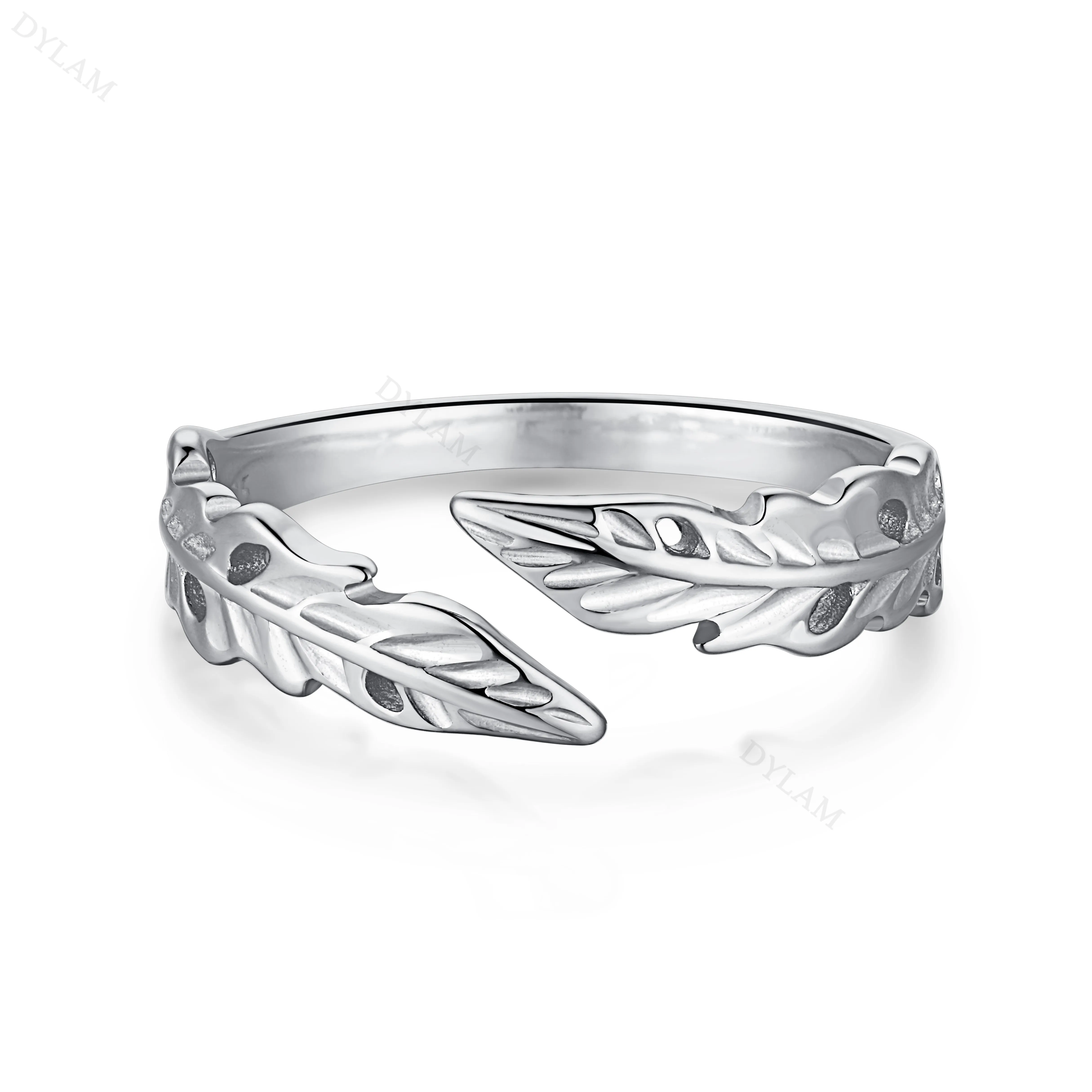 KAKODIY Popular INS 18K Gold Plated Open Loop Leaf Shape 925 Sterling Silver Adjustable Size Fashion Ring, Suitable for Women's Daily Wear detail 1
