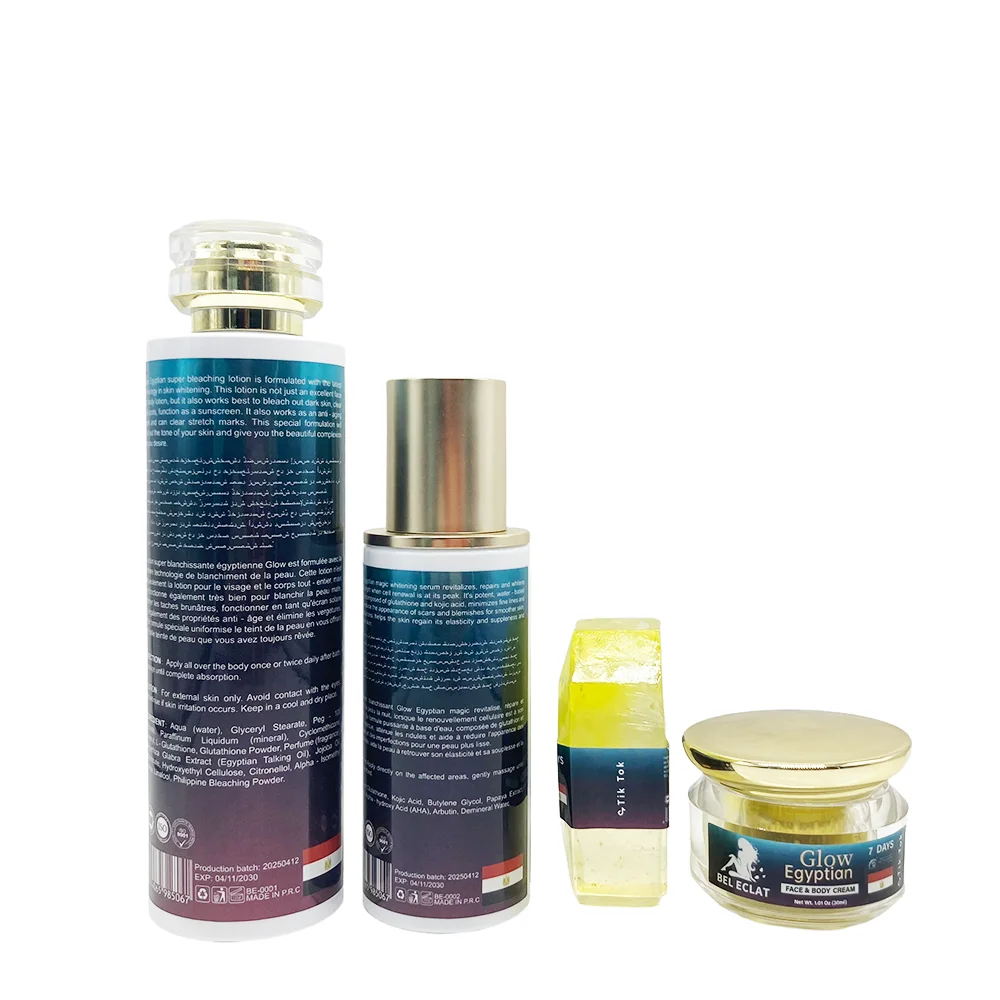 Professional Advance Brightening Egyptian Glow Skincare Set Safe For Sensitive Skin Custom Whitening Set Reduces Dark Spots