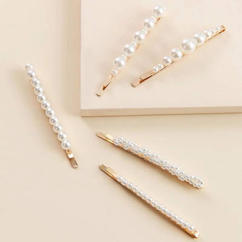 Винтажные Свадебные Заколки для невесты, 5 шт., винтажные модные корейские милые заколки для девочек с жемчугом, золотые заколки для волос, набор жемчужных заколок