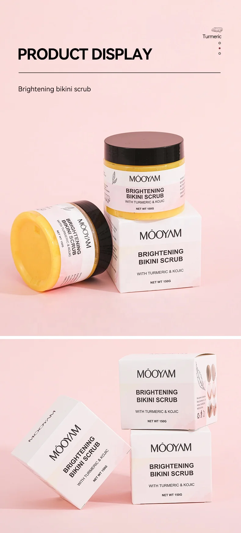 Kojic Acid Turmeric Bikini Body Scrub Remove Dark Spots Bikini Area