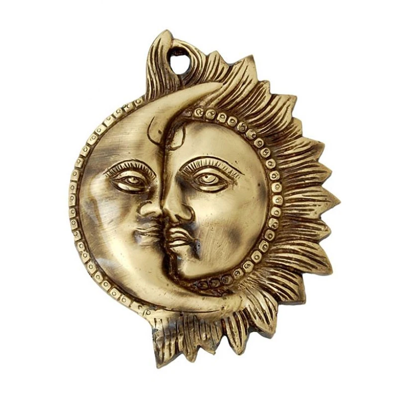 Wall Hanging Half Face Of Sun Moon Face Crafted In Brass Metal Buy Christmas Moving Figures Antique Metal Figures Indian Handicrafts Gift Items Product On Alibaba Com