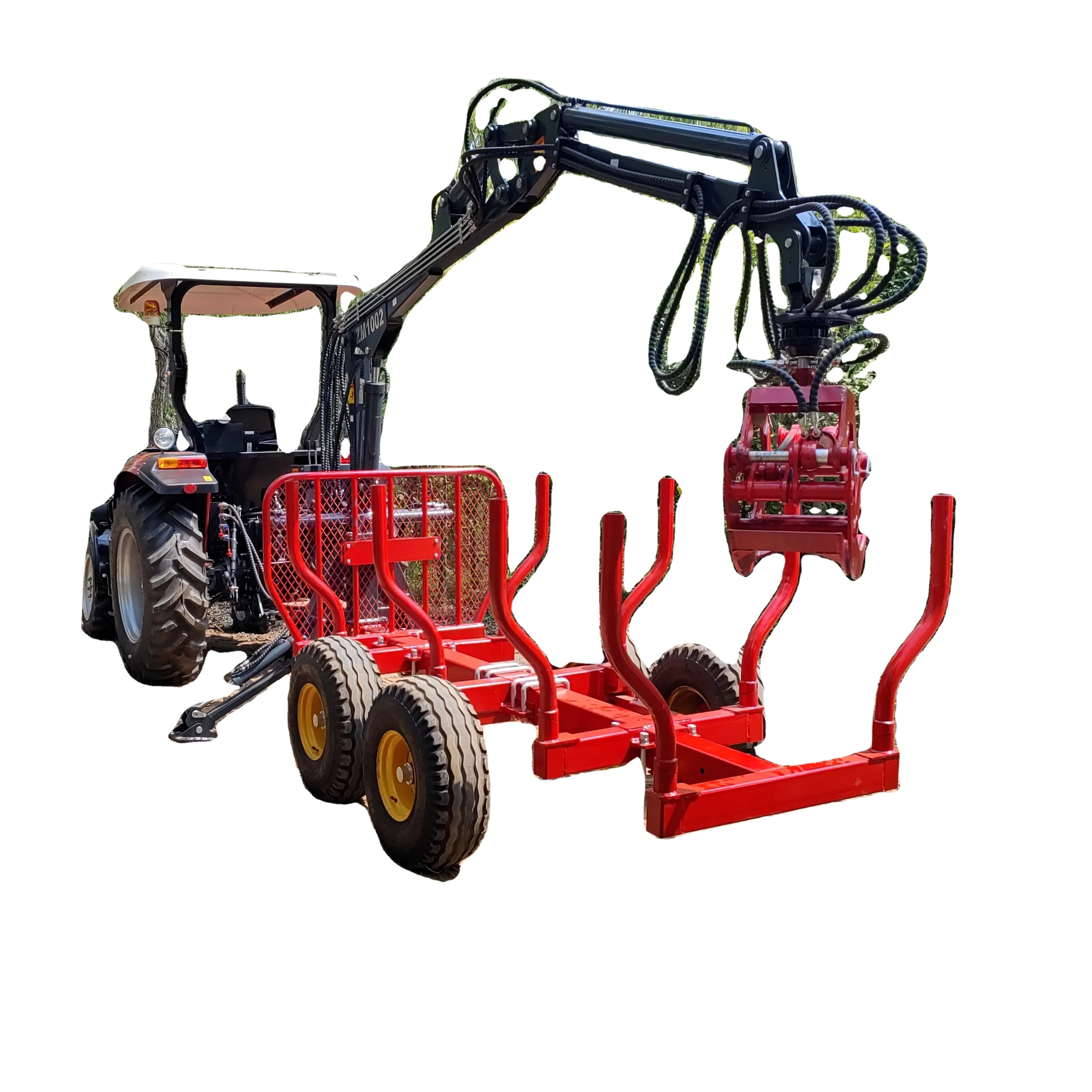 Forestry Machinery Tractor Pto Hydraulic Logging Trailer with Grapple Hot on Sale