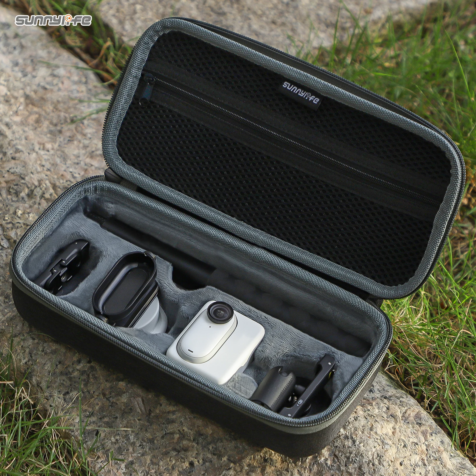 Hensych Sunnylife - Custodia da viaggio portatile di grande capacità per Insta360 ONE X/X2, borsa portaoggetti per action camera Insta360 ONE X/X2 Action Camera, Nero , moderno