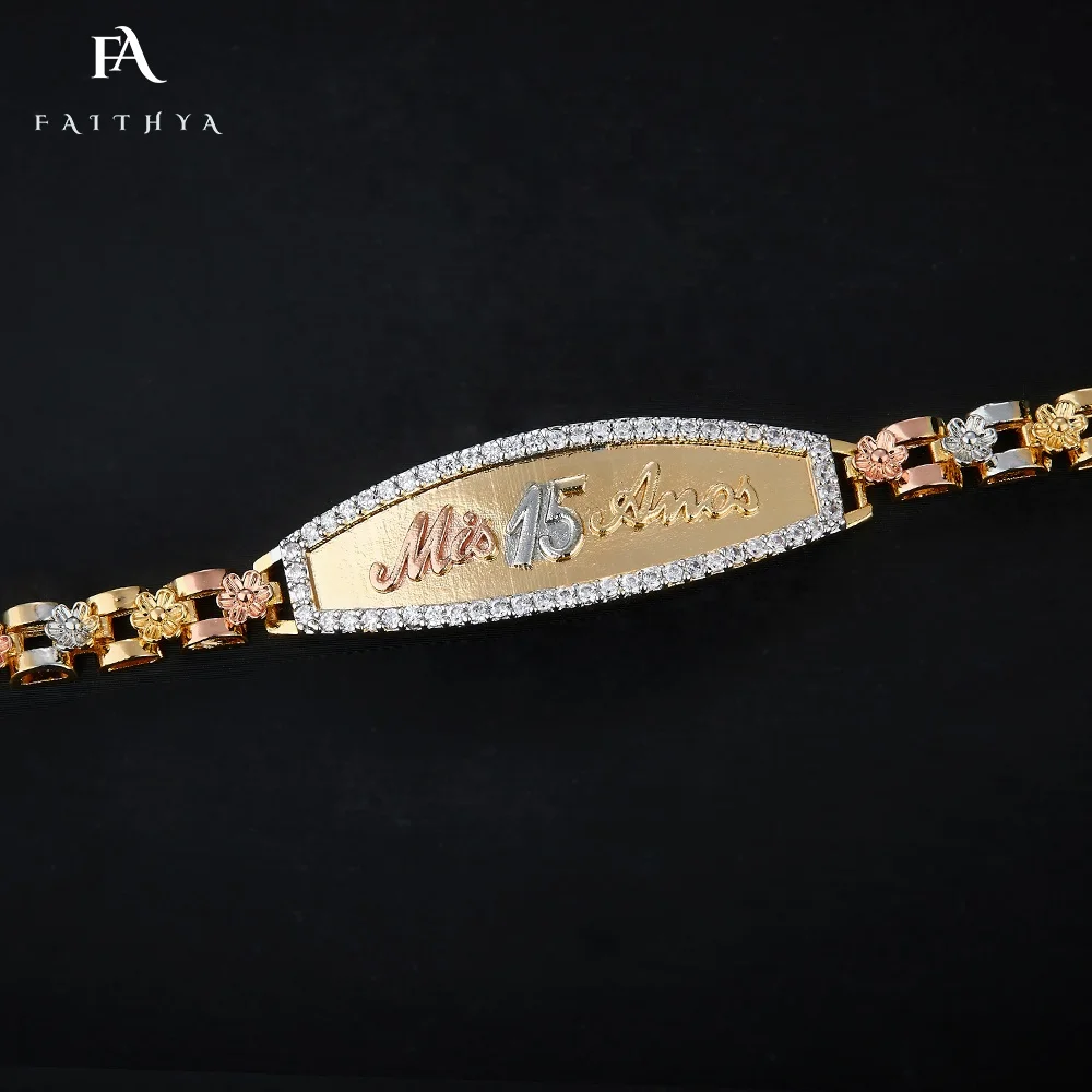 Faithya Professional 15th Anniversary Gift - Tricolor Gold Bracelet