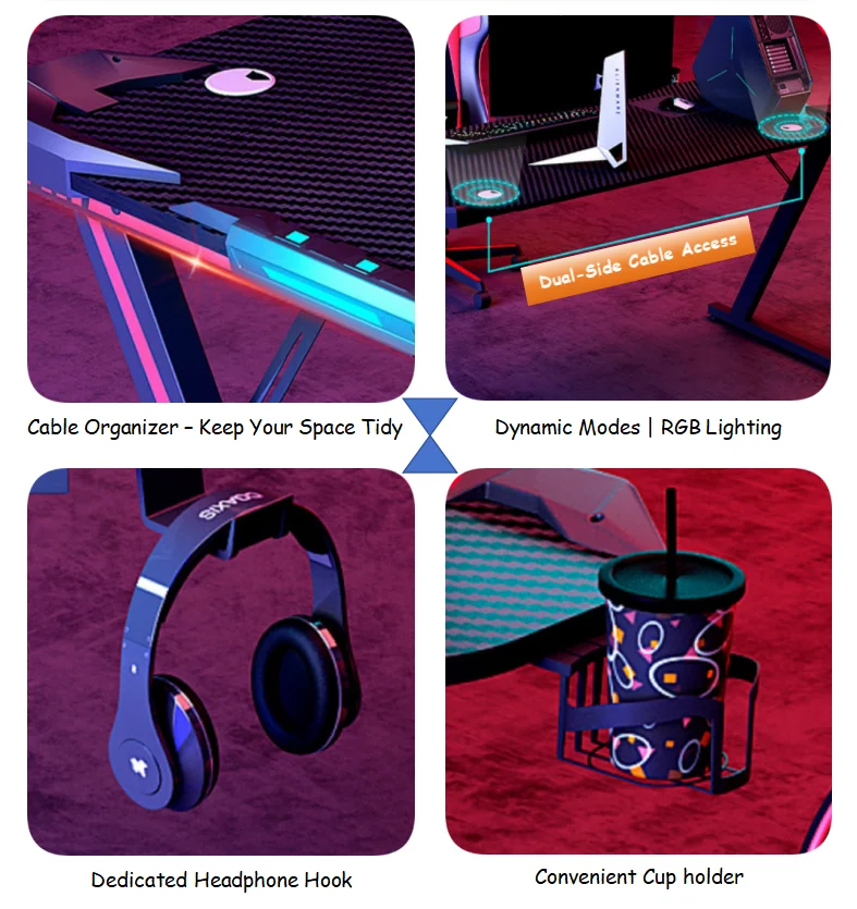 product hot sale gaming desk for gamer gaming table with rgb computer desk with cup holder z sharped gaming tables-7