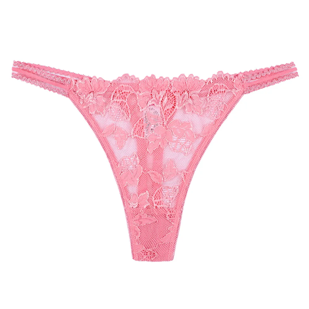 Mixed Solid Colors Pink Lace Mature Ladies Sexy See Through Thongs ...