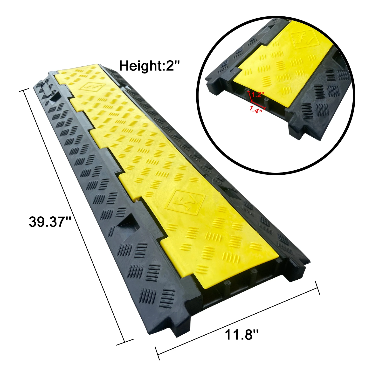 Cable Ramp 1 Pack of 3 Channel PVC Rubber Cable Protector,44000lbs Capacity Heavy Duty Speed Bumps Hose Cord Protector Ramps manufacture