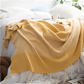 Hot selling 100% Cotton Geometric jacquard Knitted Throw Blanket For Home Decoration And Travel MG details