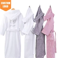 Hotel white hooded bathrobe cotton 100% cotton terry unisex hotel spa bathrobes bath robe custom bathrobes with logo for hotel