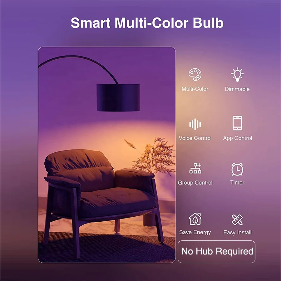 Умная лампа Alexa Tuya с Wi-Fi, E27, E27