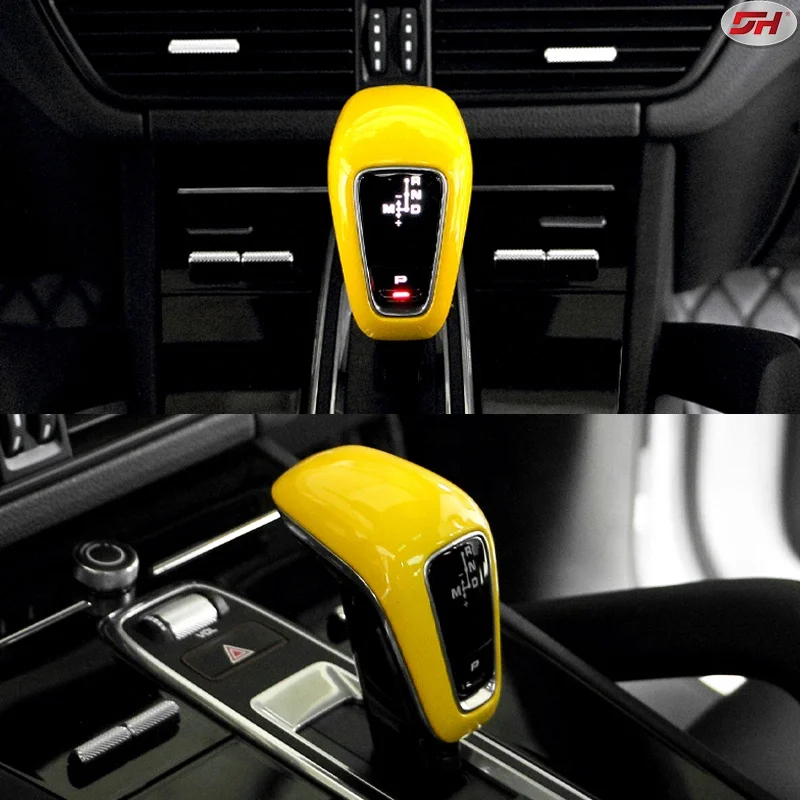 1pc For Porsche Cayenne Real Carbon Fiber Gear Shift Knob Cover New Energy Interior Decoration Car Part