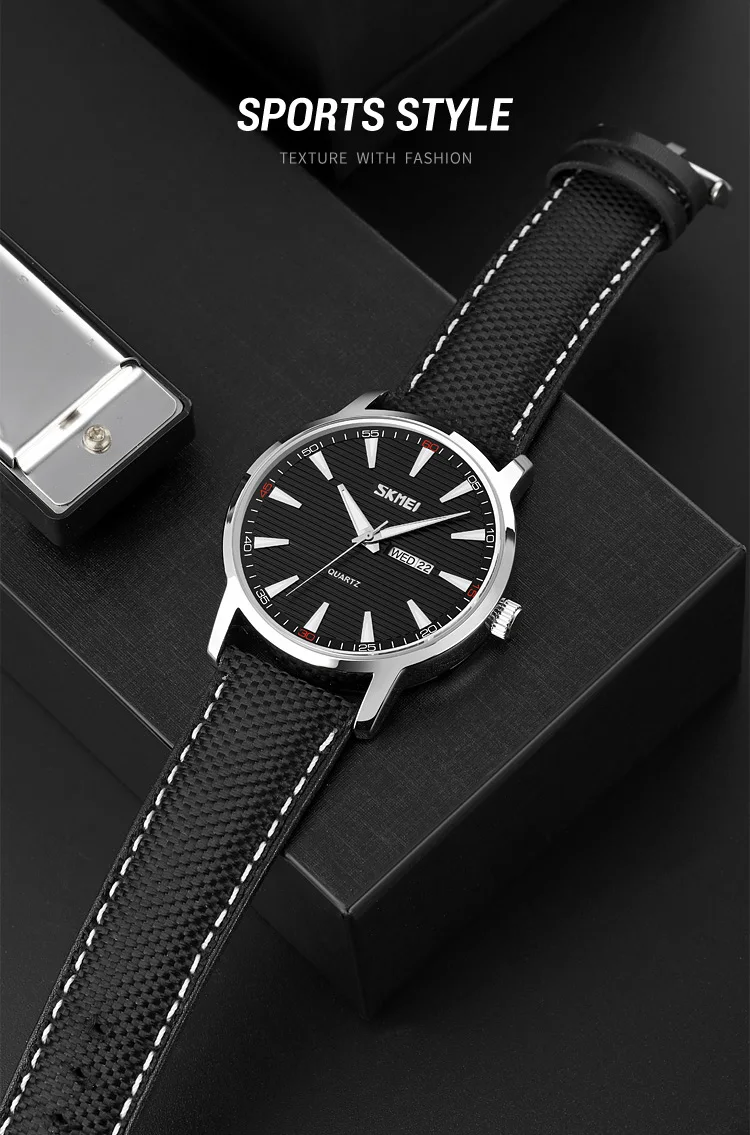 Оптовая продажа с фабрики Skmei 9303, модные наручные часы, кварцевые часы, наручные часы для мужчин с кожаным ремешком