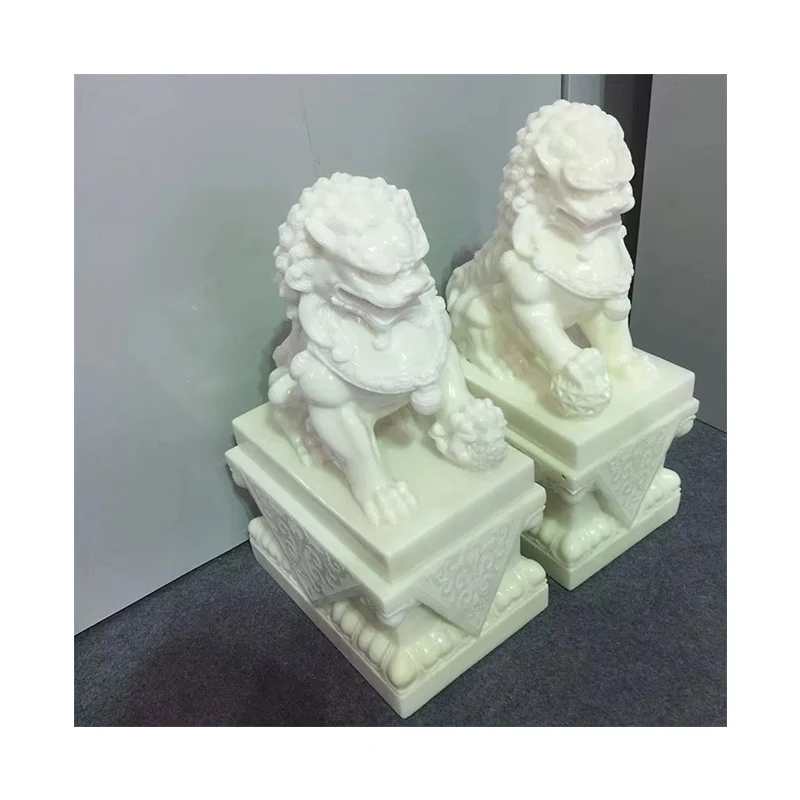 Hot Sell White Marble Jade Lion Sculpture for Home Decoration