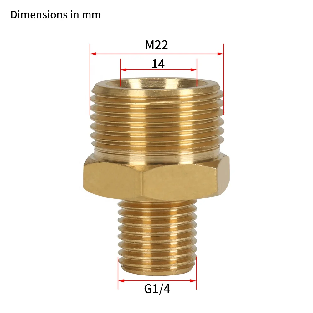 Schlauchverbinder Messing Messing Hochdruckreiniger Kupplung - M22x15mm Auf M22x14mm - Bis 4500 PSI Hochdruckreiniger Zubehör