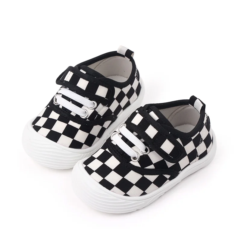 Unisex Toddler Kids Pre-Walker Sneakers Casual Lattice Canvas Shoes with Soft Rubber Outsole Fashionable for Kids