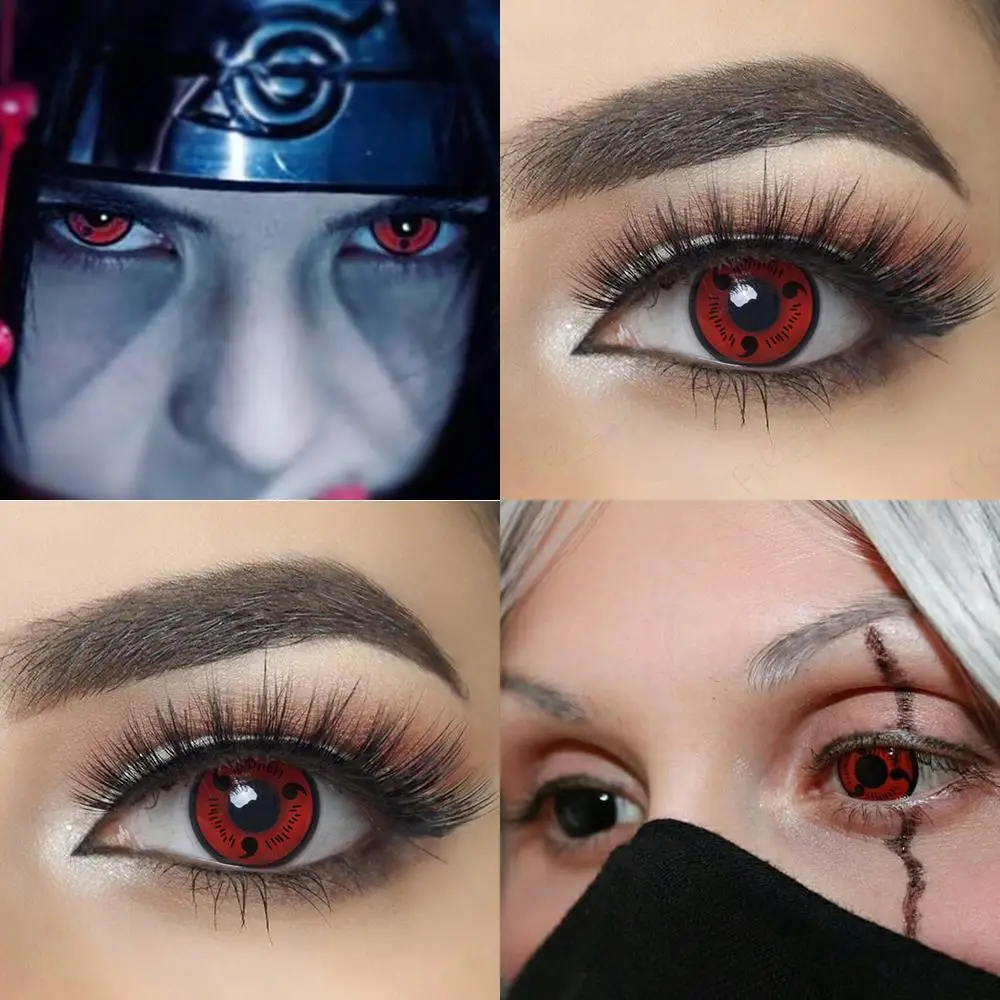 Canmila halloween crazy cosplay cosmetic sharingan contact lenses
