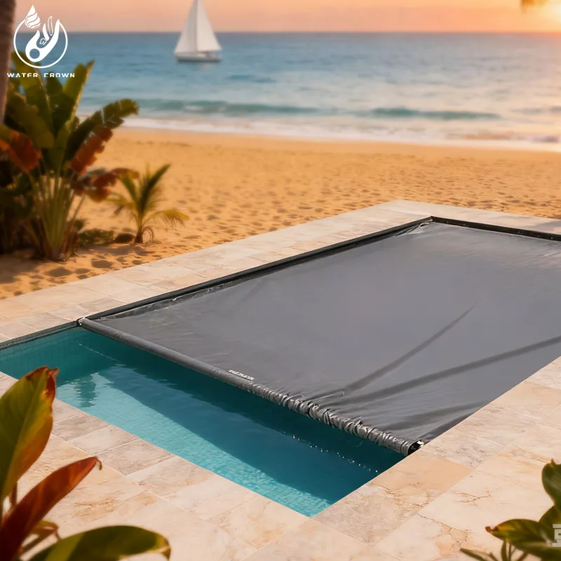 High Quality PVC Material Water Crown Electric Pool Cover System Automatic Motor Sliding PVC Safety Cover