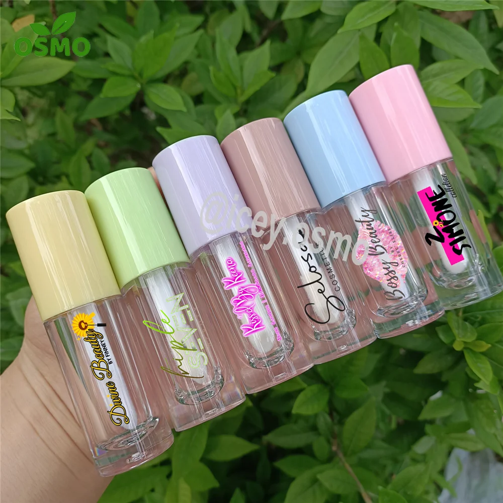 Osmo 6ml 8ml 10ml Big Applicator Lip Gloss Containers Custom logo Empty clear Lipgloss Wand Tubes with Boxes