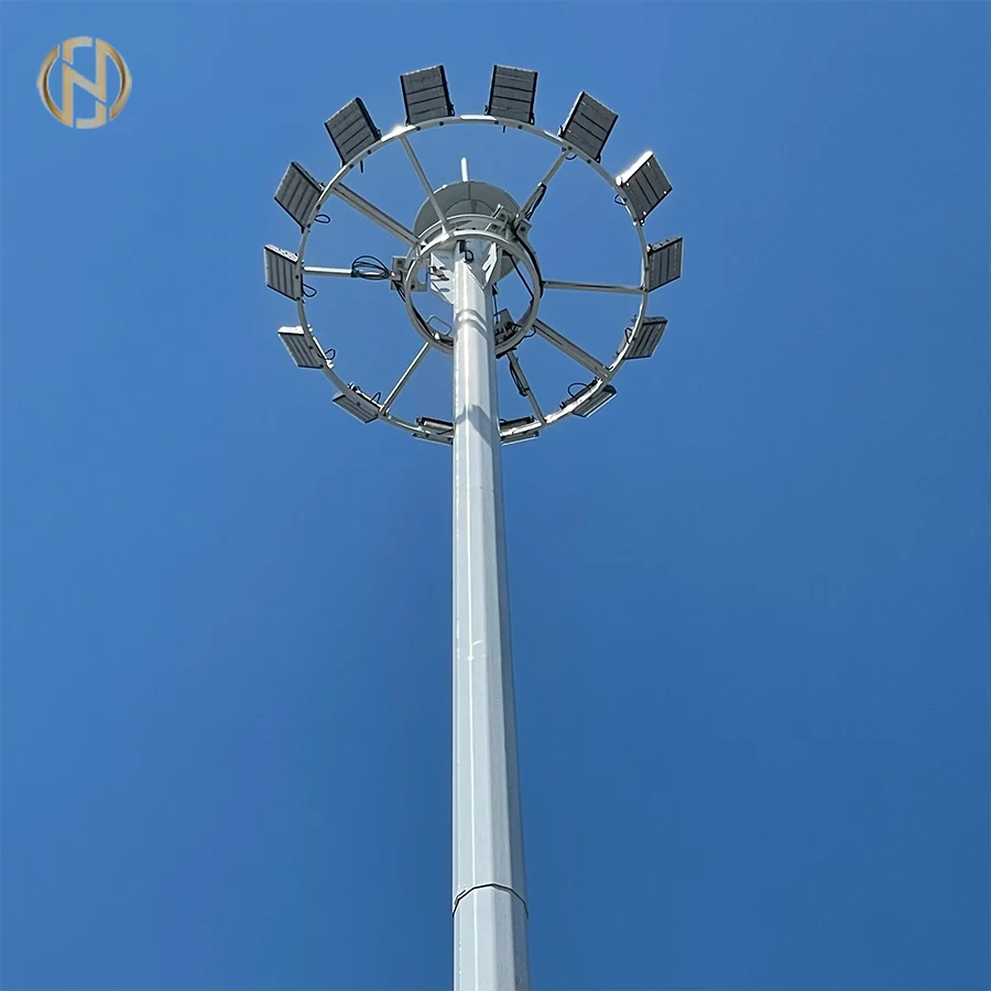 High Mast Lighting Pole Step Tubular Swaged Steel Pole for Squzre Outside