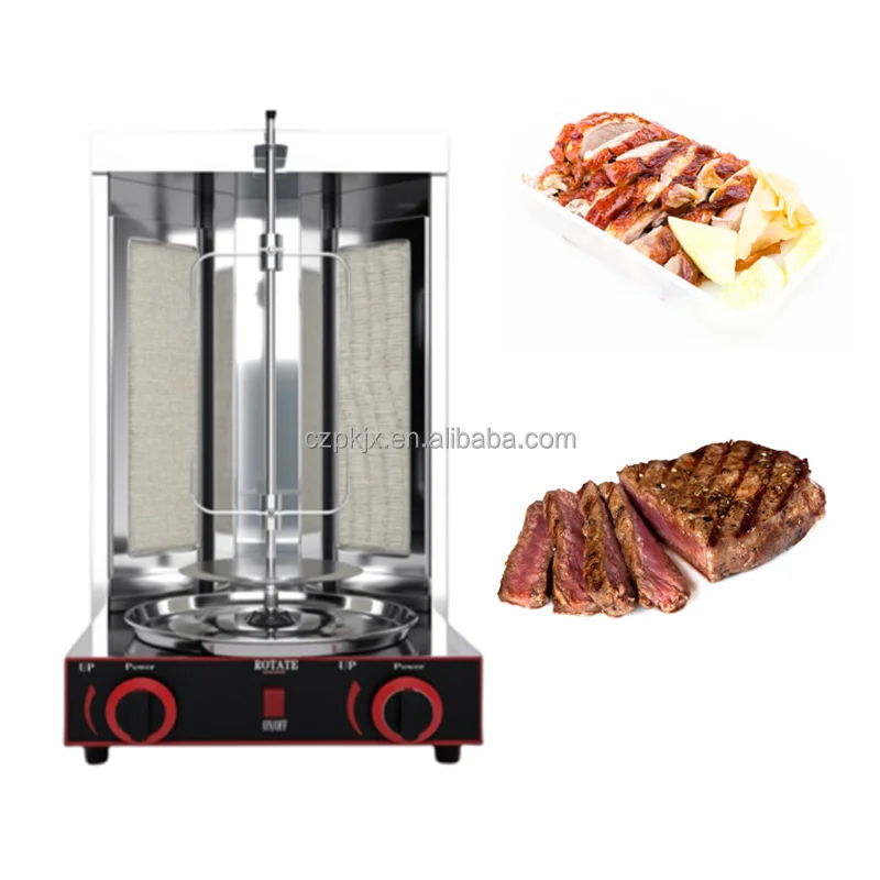 Two Burners Gas Electric 2 In1 Automatic Rotating Doner Kebab Machine Chicken Shawarma Grill Machine