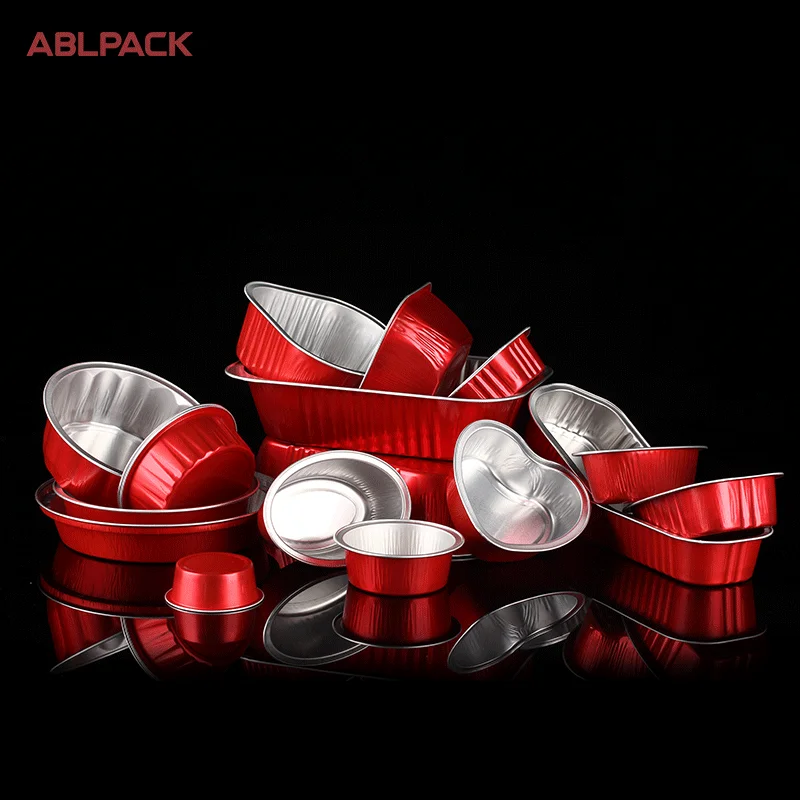 Knafeh Chebakia Falafel Lacquer Heart Shape Colored Ice Cream Cupcake Pudding Creme Brulee Color Aluminum Foil Mould Container