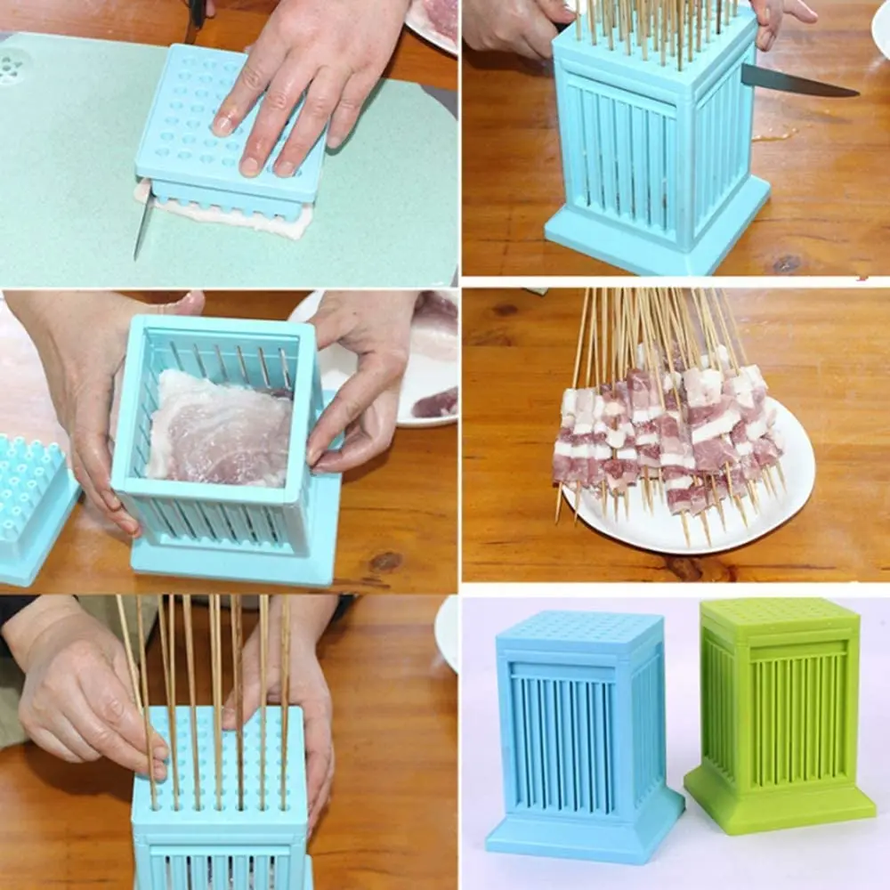 49 Holes Stainless Steel Eco-Friendly BBQ Skewer Maker Box Kitchen Utensil Set for Quick Meat Kebabs factory
