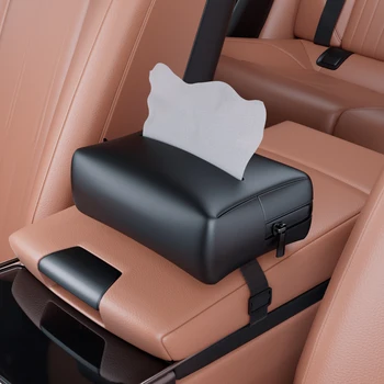 Luxury Car Tissue Box Cover Multi-Functional Leather Visor Seat Back Desktop Napkin Tissue Paper Box Holder Cover