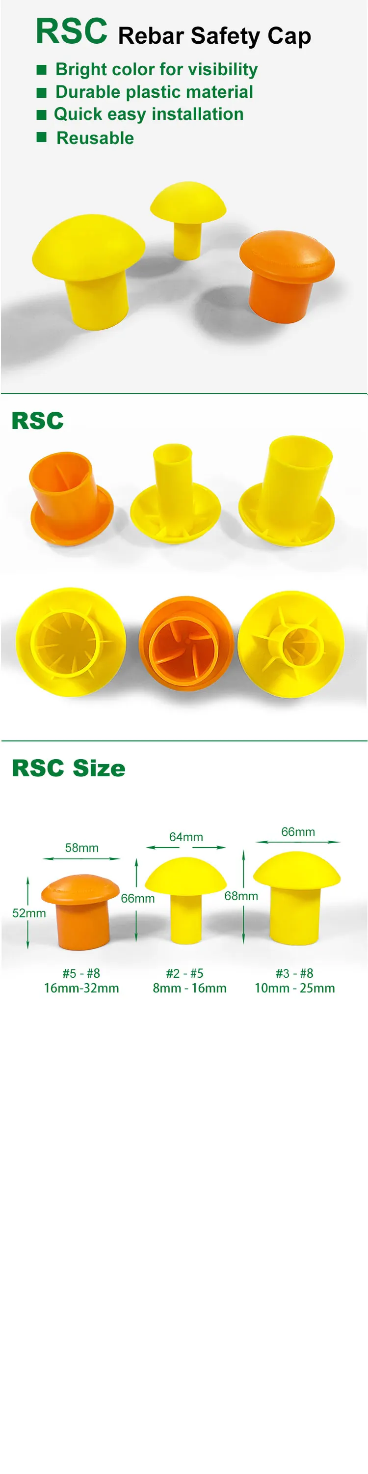 48.3mm Yellow Or Black Scaffold Rebar Cap Construction Material