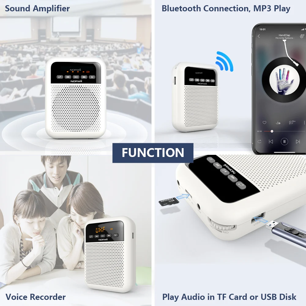 S330 Mini Amplifier with Microphone Portable Speaker Headphone Headset Teaching Voice Amplifier with Microphone for Tour Guide
