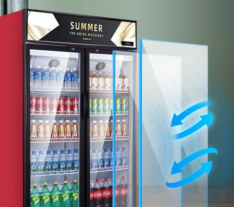 Commercial Supermarket Display Refrigerator Double Door Beer Fridge