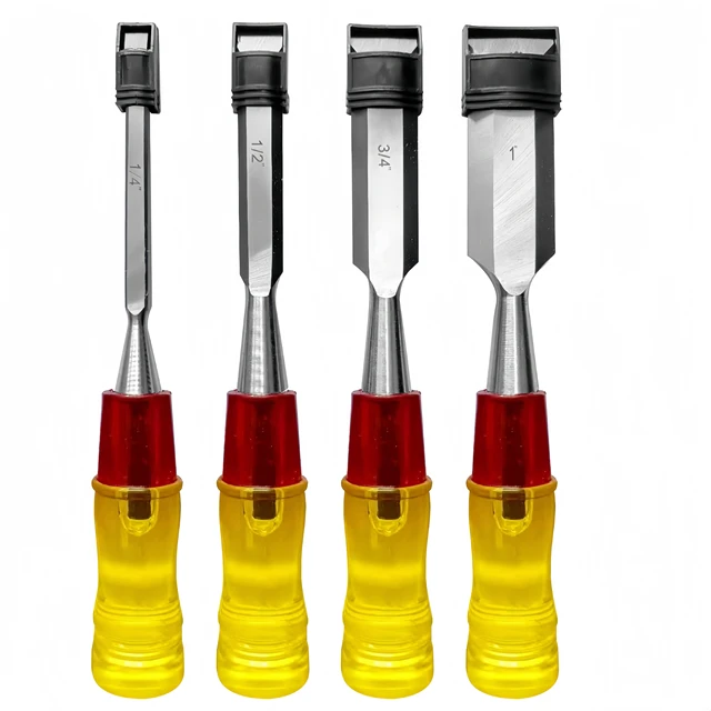Forged Machine Polishing Professional 4pcs Wood  Chisels Set Carbon Steel  CRV Steel DIY Grade for Woodwork and Carving Knife