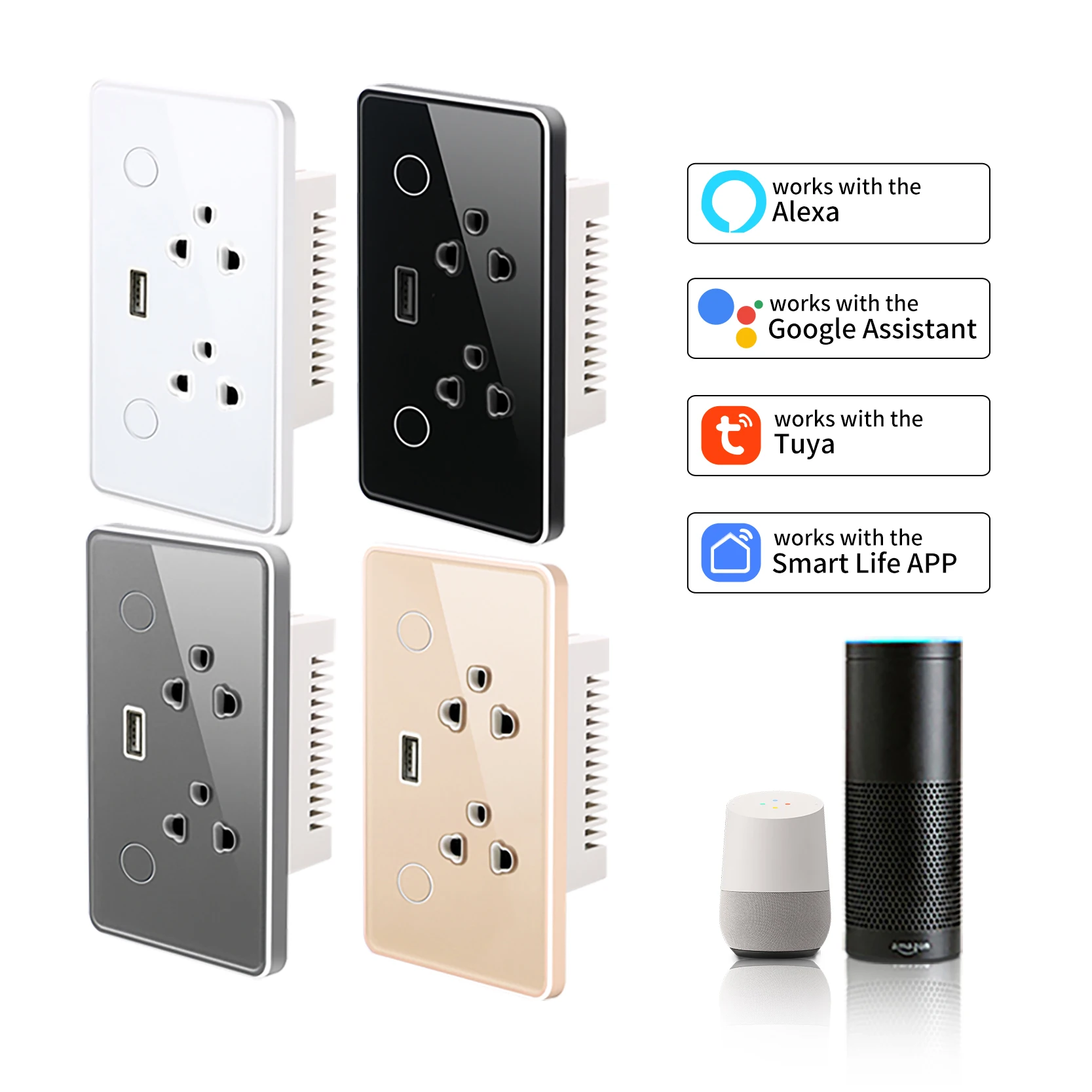 DUOMEI US Standard Smart Socket Tuya WiFi Smart Touch Panel Switch and Dual Socket