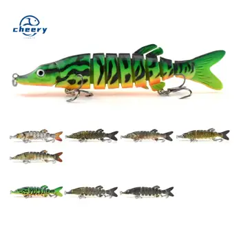 CHEERY Eight Section Pike Barracuda 130mm Long-Cast Sinking Bait Lure ABS Bass Fishing Gear Hard Printed with Hooks Freshwater – Hard Lure – view 2