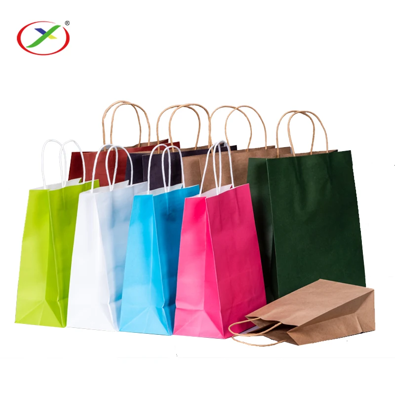 Factory Custom for Food Grade Take Away Packaging Cake Pizza Candy Sushi Burge White Brown Kraft Shopping Paper Bag With Handles