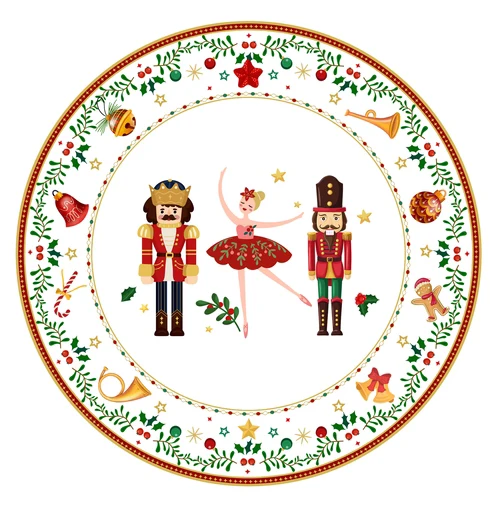 Royal Mixed Christmas Patterns or Customizable Deigns Porcelain New Bone China 7.5'' Side Plate 10.5'' Dinner Plates manufacture