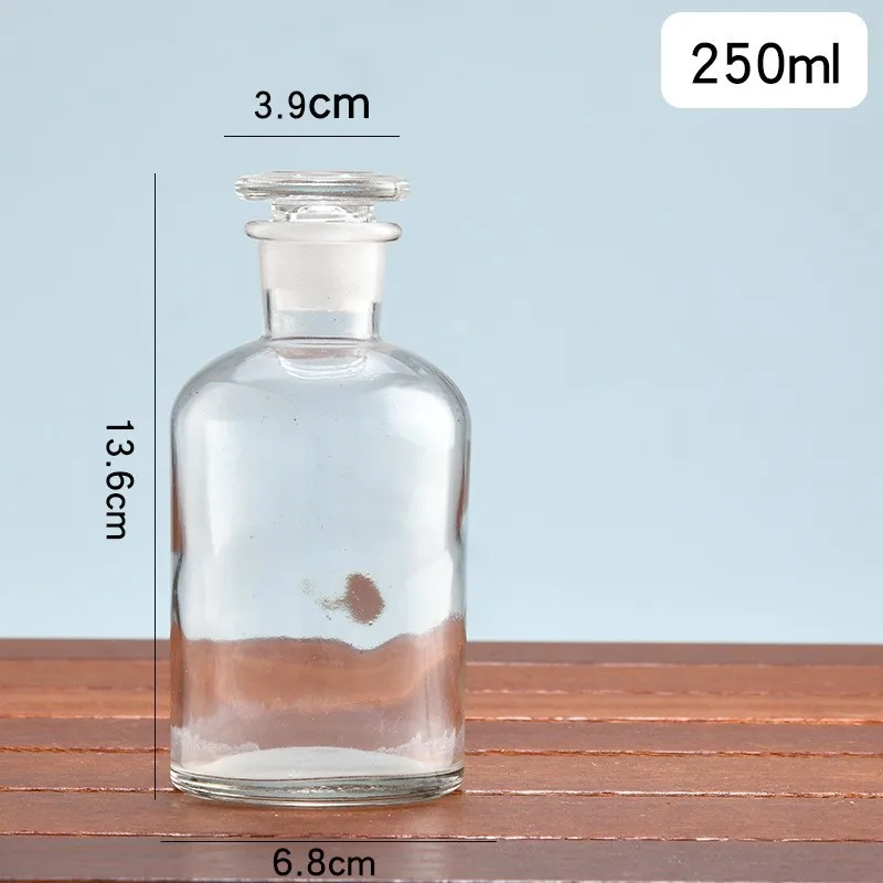 30ml 60ml 125ml 250ml 500ml Amber Glass Laboratory Pharmacy Apothecary Storage Jar Reagent Bottle with Glass Stopper