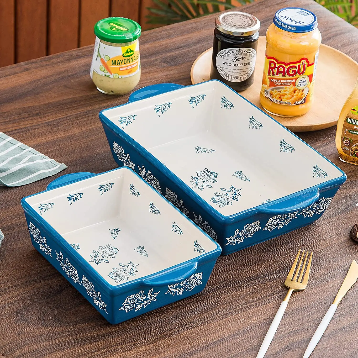 Baking Dish Ceramic Lasagna Pan Casserole Dish 3 Pieces Bakeware Sets Baking Dishes Baking Set factory