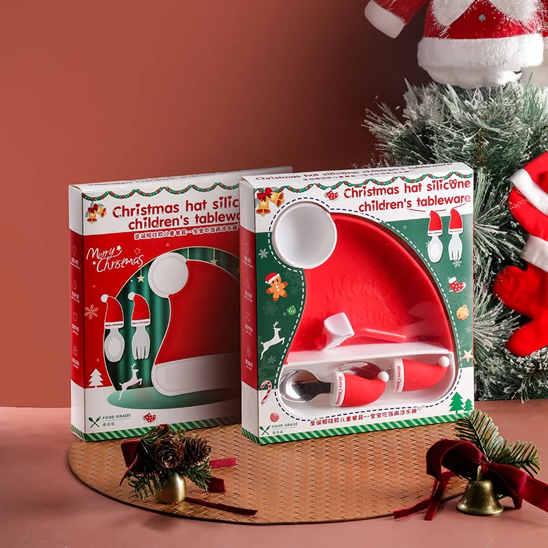 Christmas Plates Decorative Dinner Set Cute Silicone