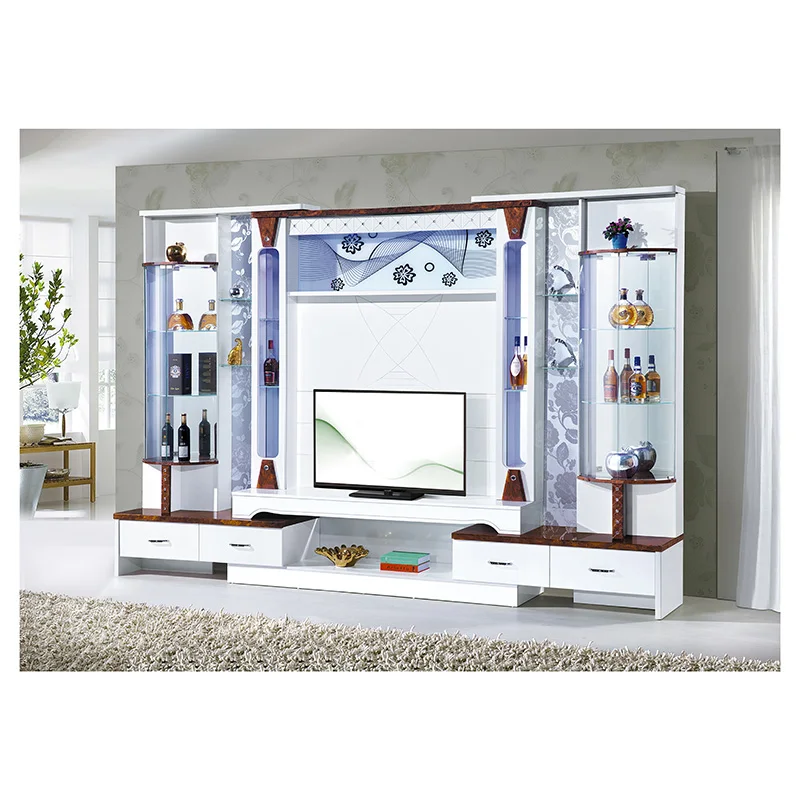 Modern Display Home Furniture Tv Bench Wall Unit In Living Room Glass Modern Design Mdf