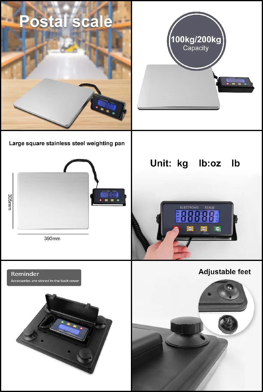 200kg Stainless Steel Lcd Mail Scale Digital Postal Shipping Electronic
