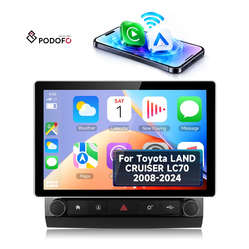 Podofo 12.3'' Car Stereo Wirelessly Carplay/ Android Auto 2+32G for Toyota LAND CRUISER LC70 2008-2024 Supplier Wholesale OEM A8539A4785JG/A8539
