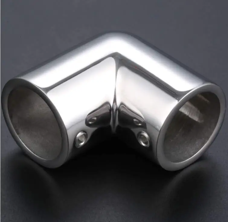 316 Stainless Steel 90 Degree Elbow Boat Handrail Fitting - For 1 Inch Pipe, Mirror Polish (2 Pack)