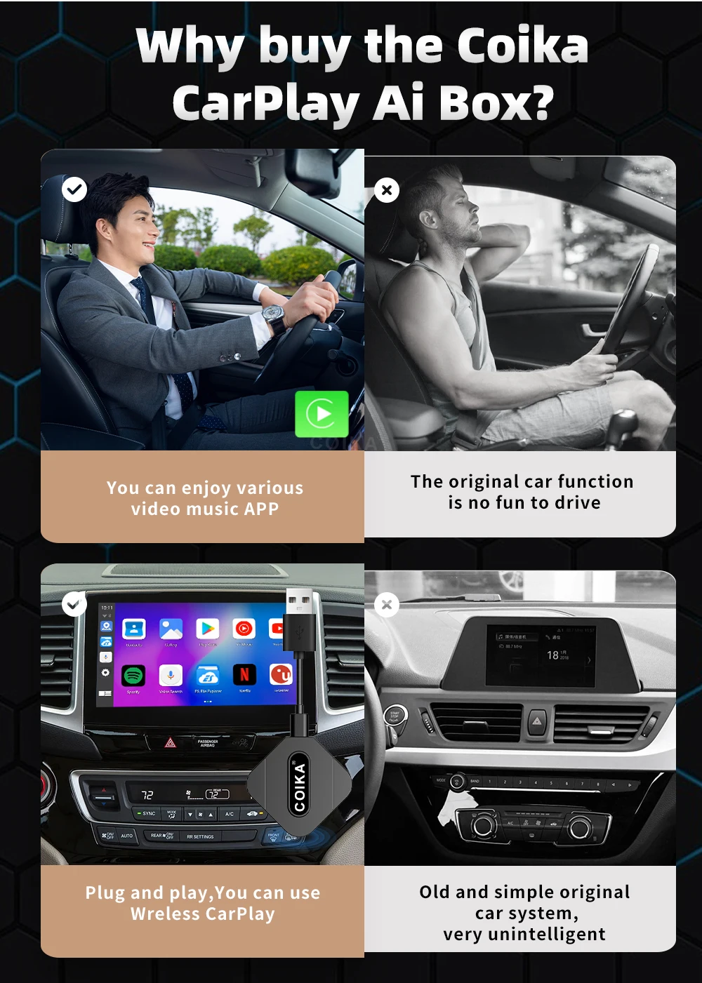 Portable Wireless Carplay Box Wireless Carplay Android Auto Dongle For