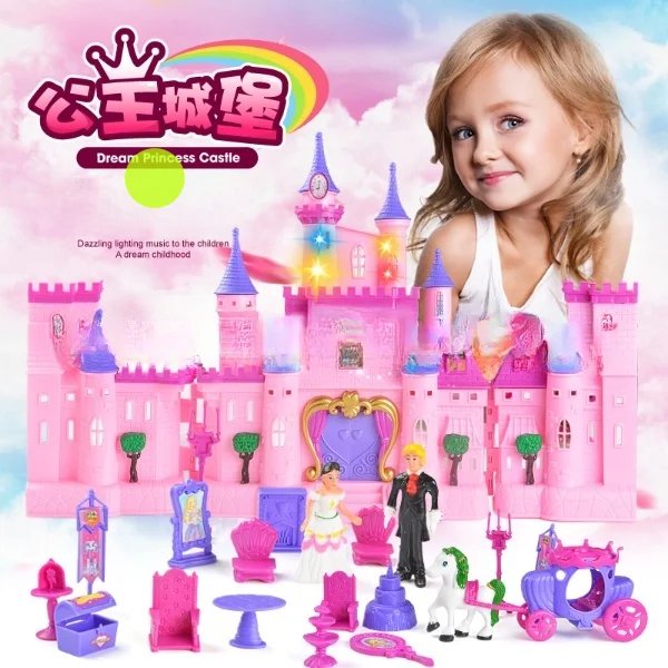 Brinquedos casa de boneca com música led luz em miniatura móveis acessórios  da boneca castelo musical dollhouse modelo de brinquedo para meninas  presente - AliExpress