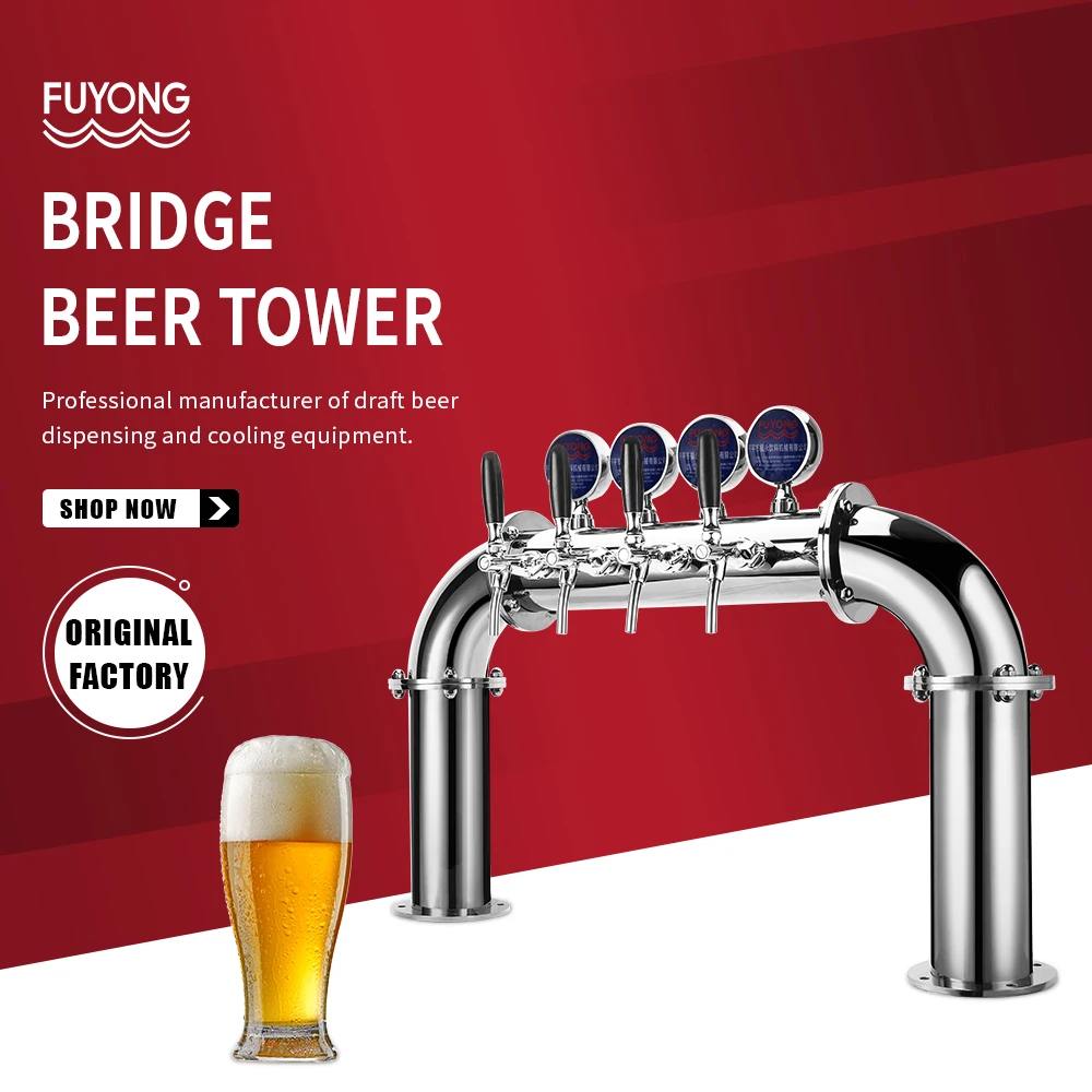 Custom Copper Bridge Beer Column Font 4 Tap Bar Dispenser Stainless Steel Beer Dispenser Beer Tower
